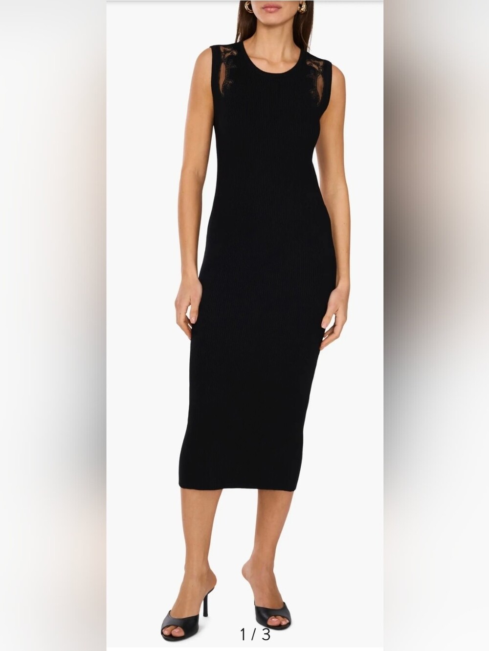 Vince Camuto Mesh Trim Rib Midi Dress XL NWT